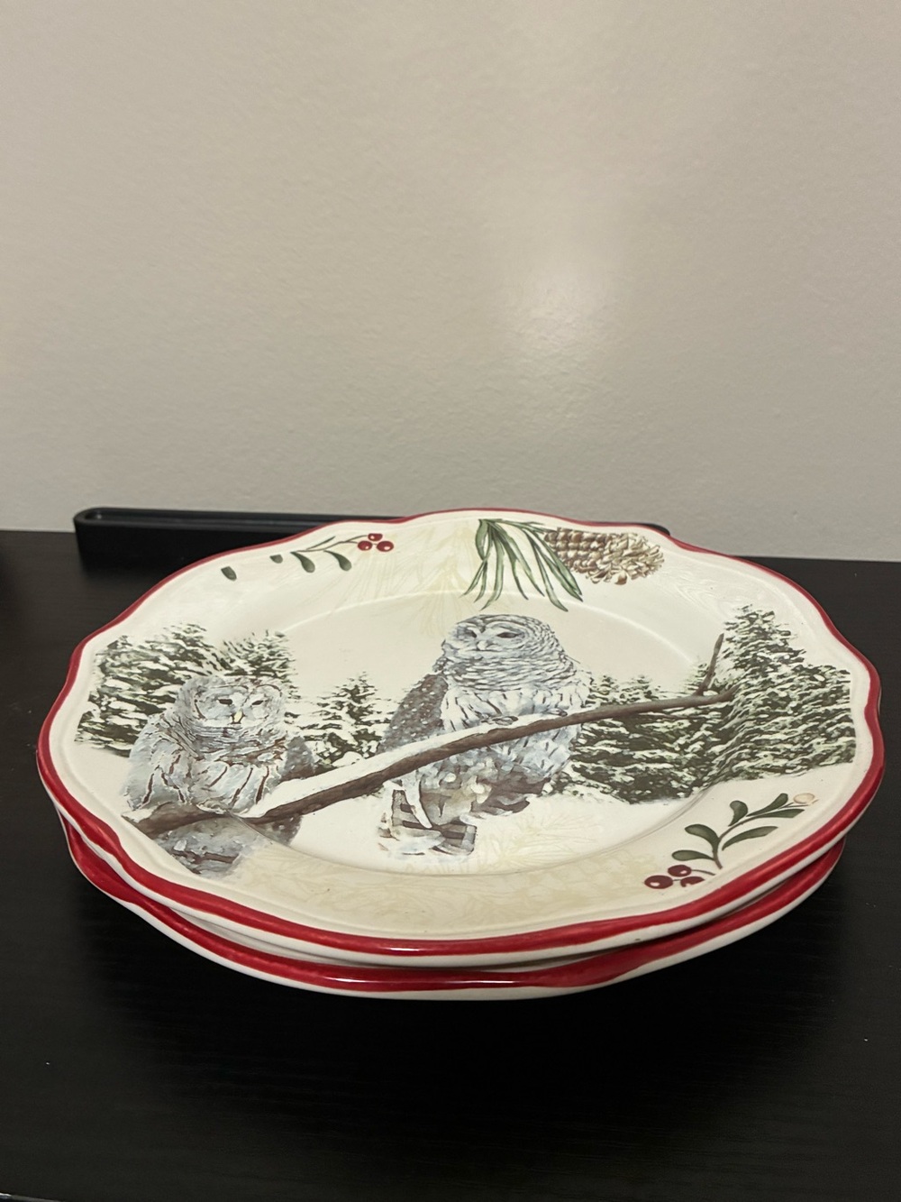 2pc Better Homes & Gardens Heritage Collection Earthenware Owl Dinner